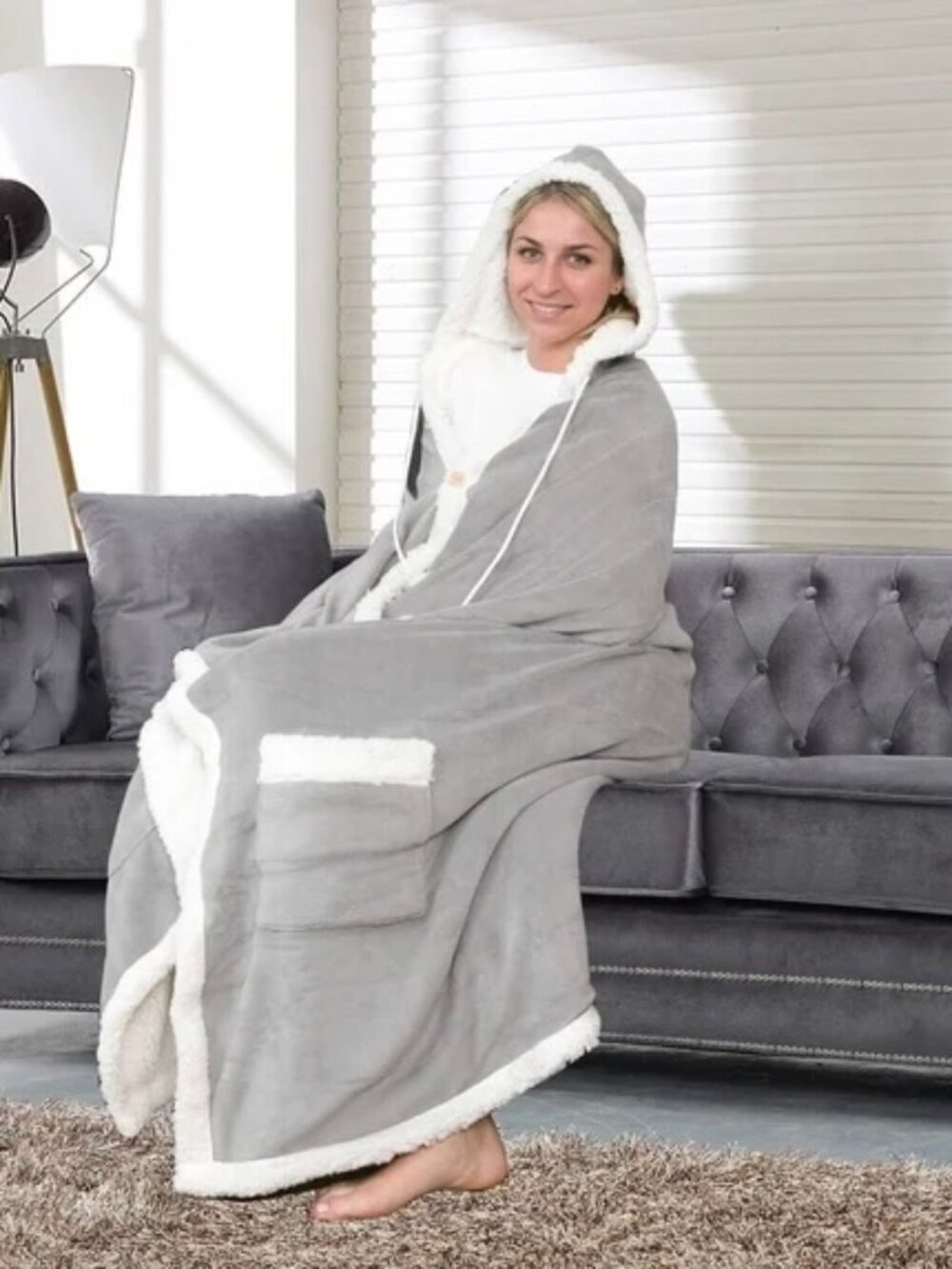 Hoodie Robe Wearable Blanket  Cozy Super Soft Ultra Plush  one size